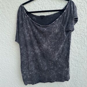 Torrid 1x off the shoulder acid wash gray grunge t shirt plus size punk top fall